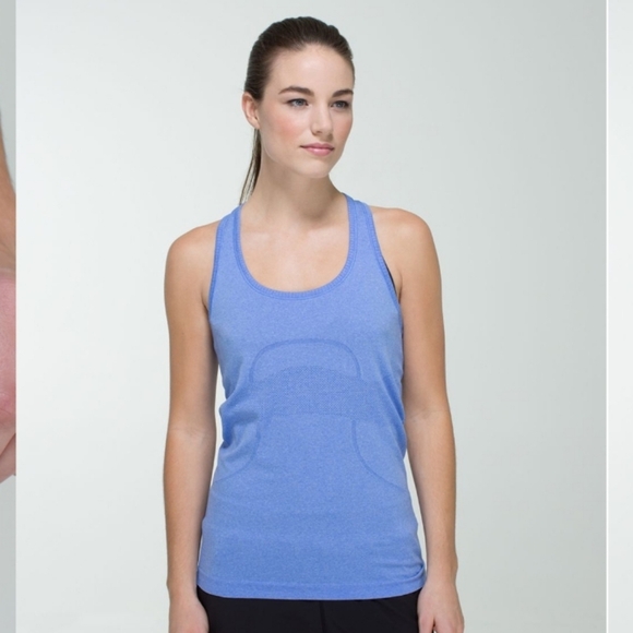 Lululemon Run: Swiftly Tech Racerback. Heathered Lullaby (blue / purple). Size 8 - Picture 1 of 14